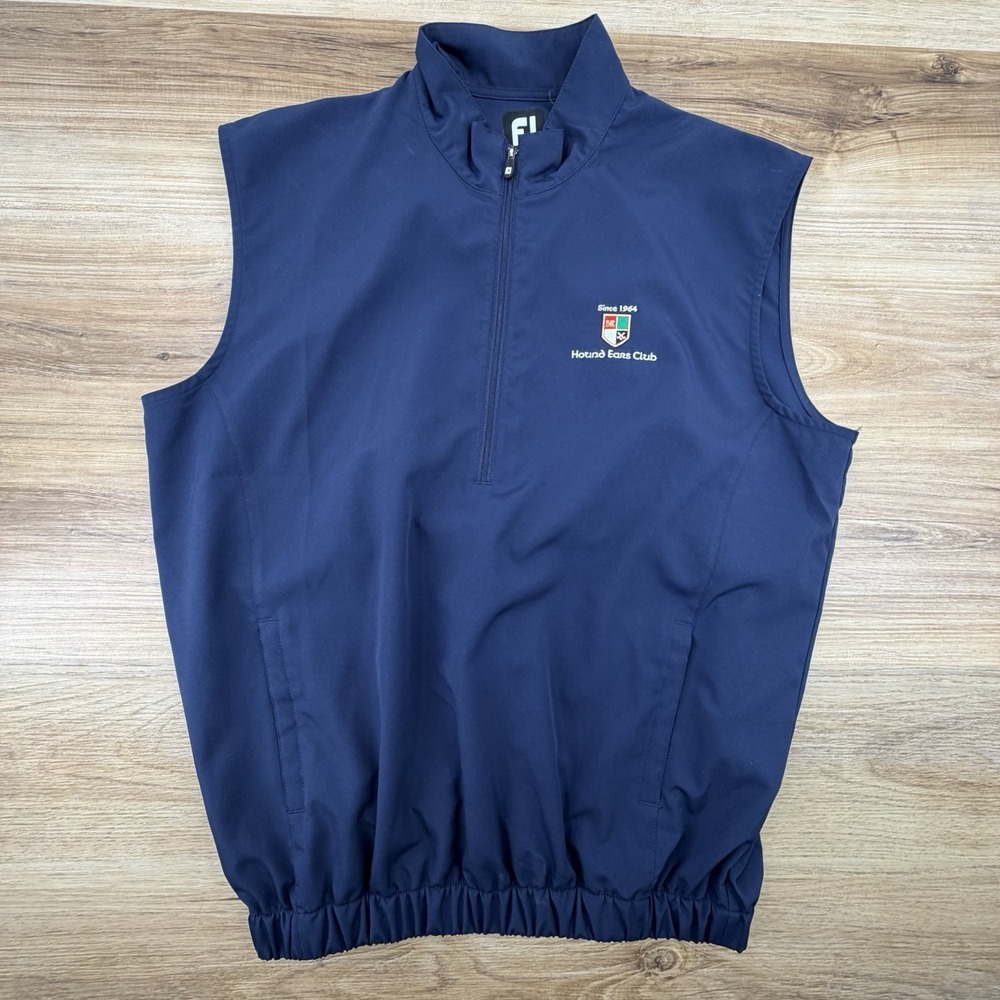 FootJoy Vest Small Navy Blue Full Zip Pockets Mens Performance Golf Hound Ears